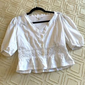 Topshop White Cotton Lace Top - US Size 6